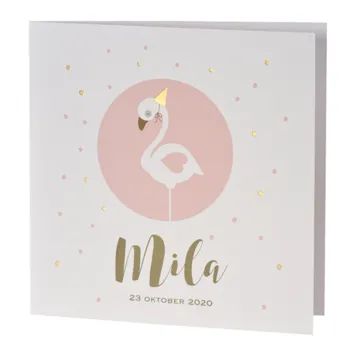 Pink flamingo met confetti