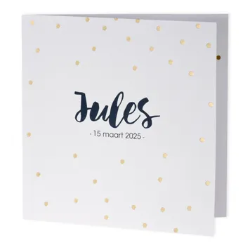 Witte confettikaart met goudfolie