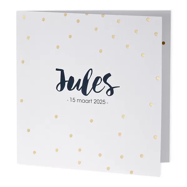 Witte confettikaart met goudfolie