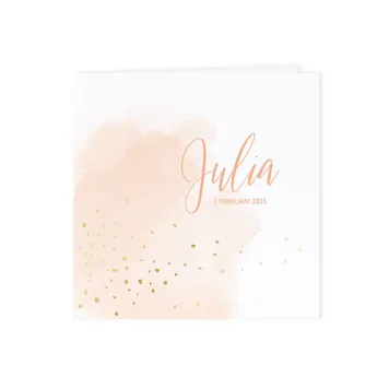 Roze aquarel met confetti in goudfolie