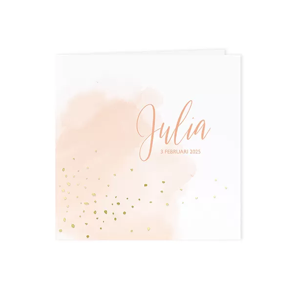 Roze aquarel met confetti in goudfolie