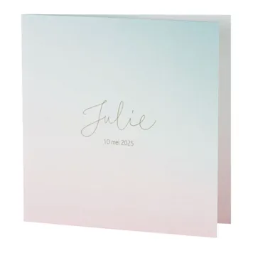 Geboortekaart kleurverloop mint en roze