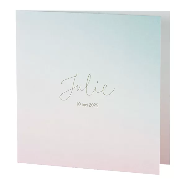 Geboortekaart kleurverloop mint en roze