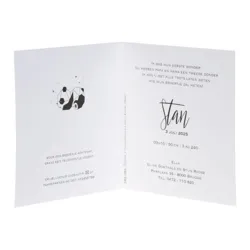Trendy geboortekaart met geometrische panda en koperfolie
