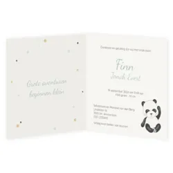 Geboortekaart panda met ballon Finn