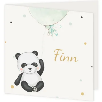 Geboortekaart panda met ballon Finn