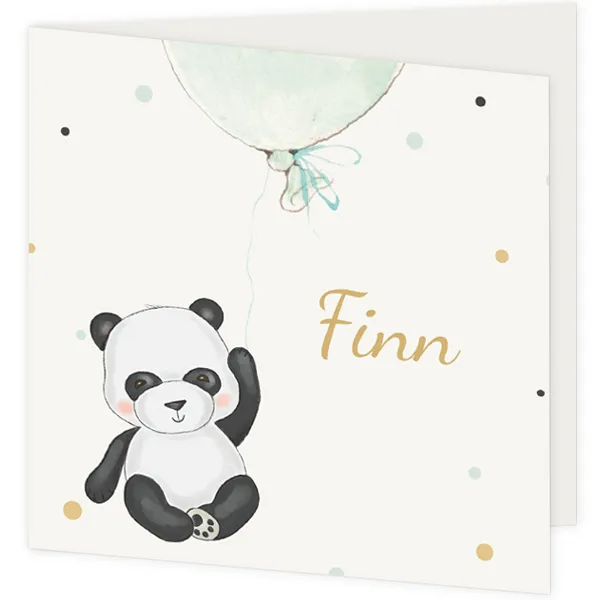 Geboortekaart panda met ballon Finn