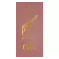 Geboortekaartje rood met giraf en goudfolie