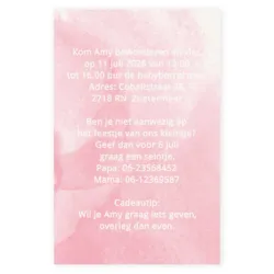 Kraamborrel roze waterverf