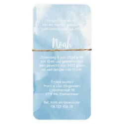 Geboortekaart enkel waterverf labels