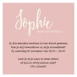 Kraamborrelkaart Sophie