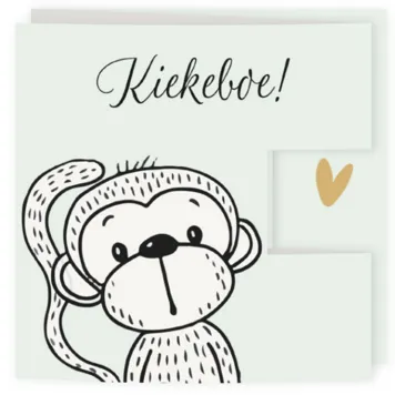 Drieluik getekend aapje en dieren jongen
