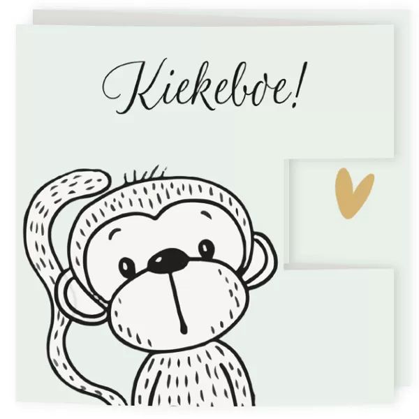 Drieluik getekend aapje en dieren jongen