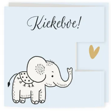 Drieluikje getekend olifant blauw