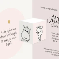 Drieluikje getekend olifant roze