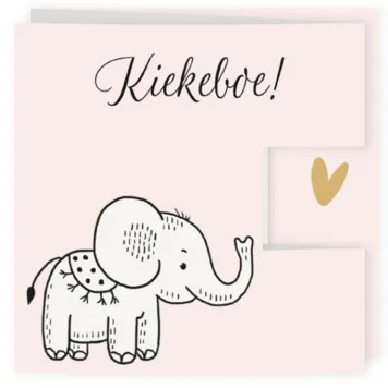 Drieluikje getekend olifant roze