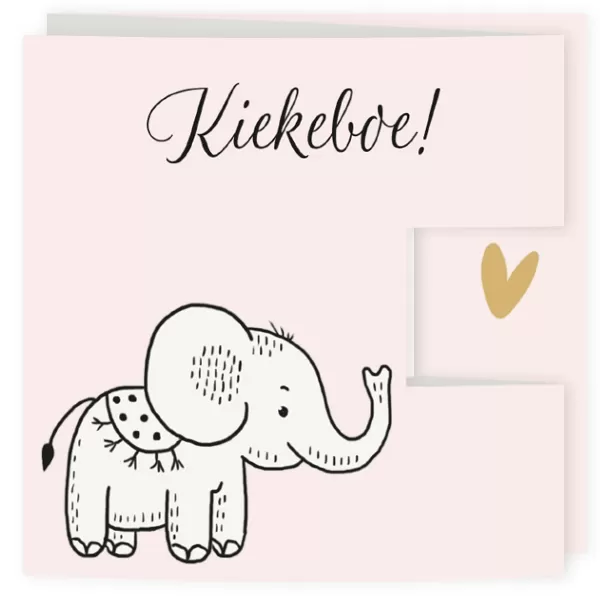 Drieluikje getekend olifant roze