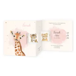 Drieluikje girafje en andere dieren aquarel meisje