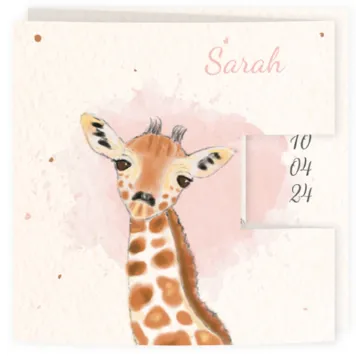 Drieluikje girafje en andere dieren aquarel meisje