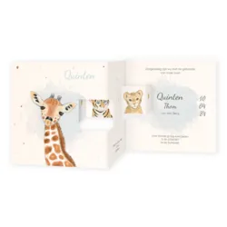 Drieluikje girafje en andere dieren aquarel jongen