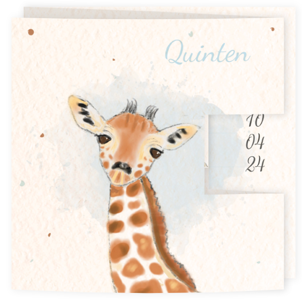 Drieluikje girafje en andere dieren aquarel jongen