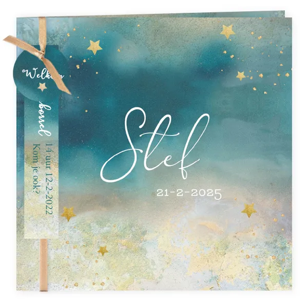 Watercolour met bladgouden sterretjes, Stef