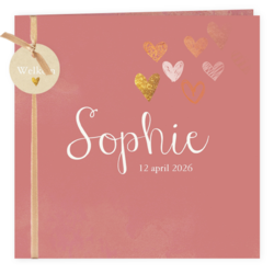 Watercolour met bladgouden hartjes, Sophie