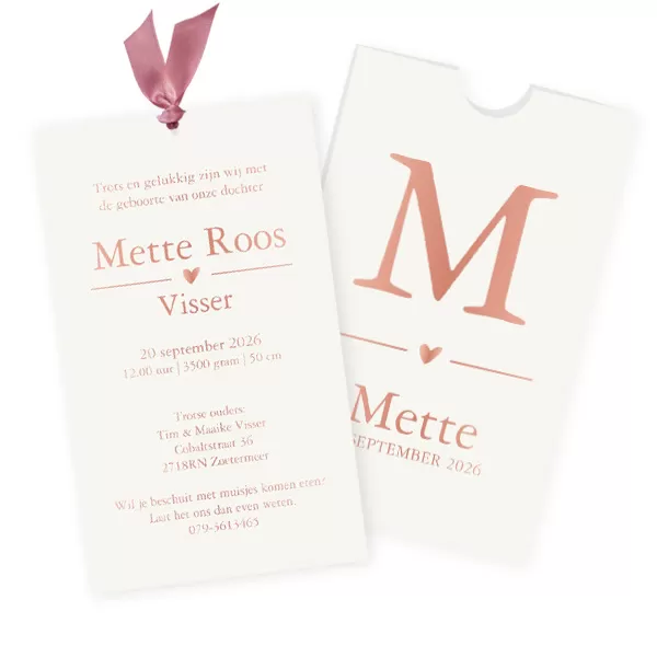 hoesje met rose foliedruk voorletter meisje
