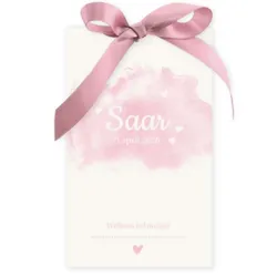 Geboortekaart hoesje waterverf roze
