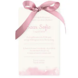 Geboortekaart hoesje waterverf roze