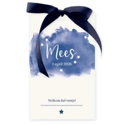 Geboortekaart hoesje waterverf blauw