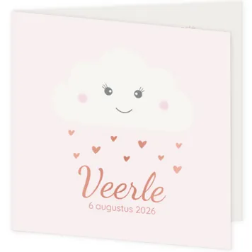 Geboortekaart roze met wolk meisje