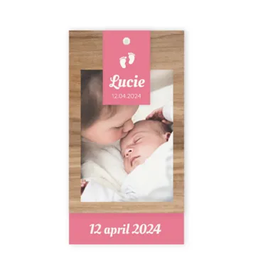 Labels hout met roze - Lucie
