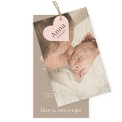 Labelkaart foto op steigerhout-Anna