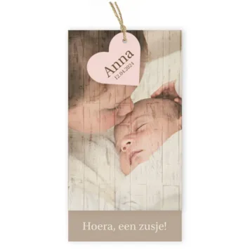 Labelkaart foto op steigerhout-Anna