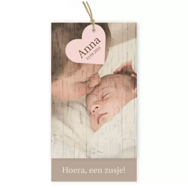 Labelkaart foto op steigerhout-Anna
