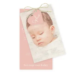 Labels met foto in houtstructuur (Roze)