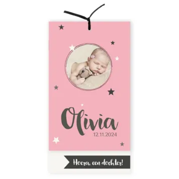 Label roze met sterren