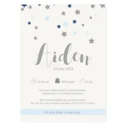 Blauw zilveren sterrenregen Aiden