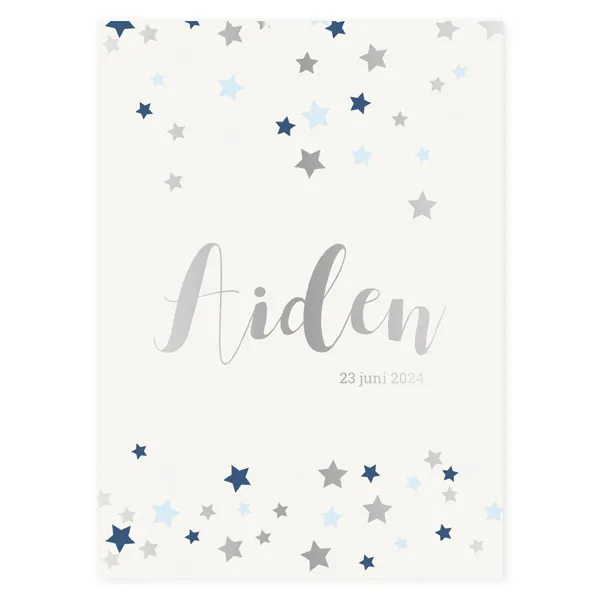 Blauw zilveren sterrenregen Aiden
