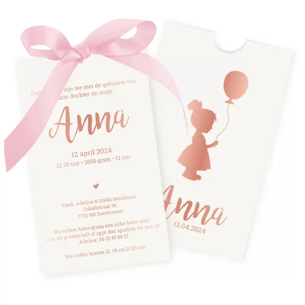 Hoesje, meisjes silhouet rosegoud-Anna