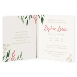 Geboortekaart botanisch meisje met labels