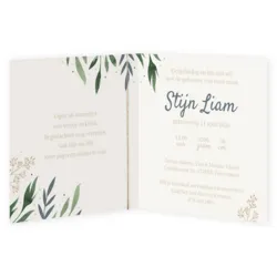 Geboortekaart botanisch jongen met labels