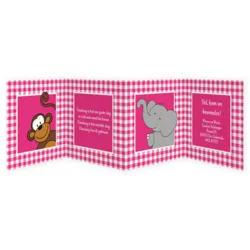 Geboortekaart vierluik dieren roze