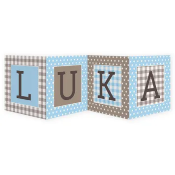 Geboortekaart vierluik patroon blauw