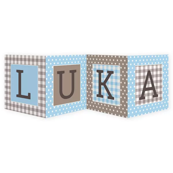 Geboortekaart vierluik patroon blauw