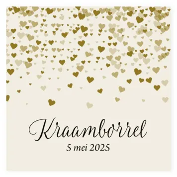 Kraamborrel met gouden hartjes
