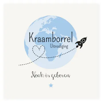 Kraamborrel wereldbol blauw