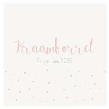 Kraamborrel met sterretjes en hartjes op parelmoerpapier meisje