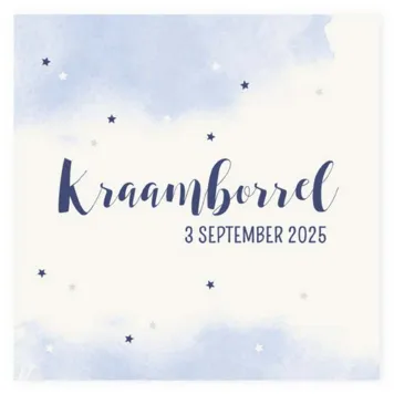 Kraamborrel waterverf lichtblauw met sterren